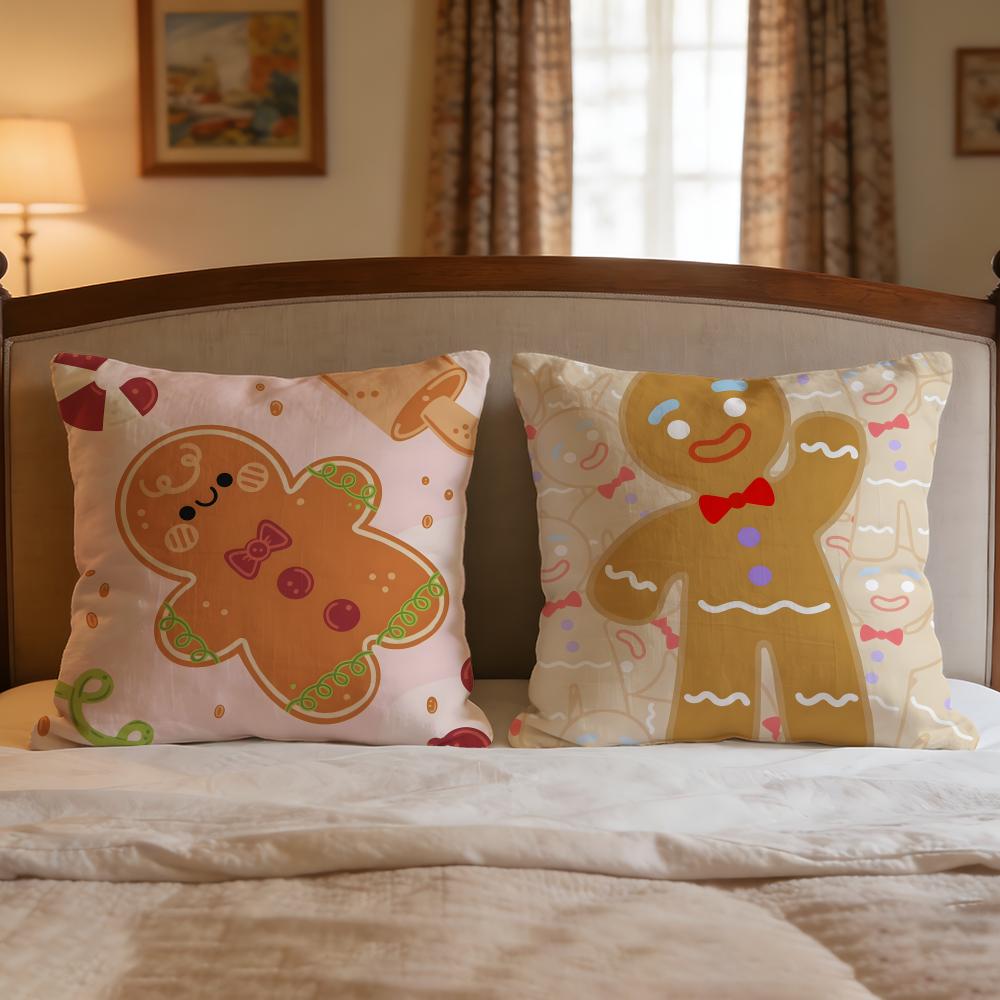 Doll Adorable Ginger Bread Cushion Cover 1Pcs Decorative Covers Soft Cushion Case For Sofa Couch Decor 40X40 45X45 Pillowcases