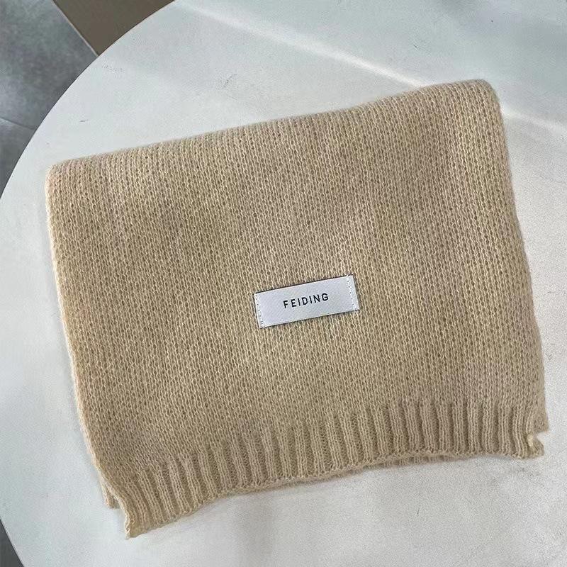 Rainbow color autumn and winter new scarf women's winter outer warm Korean version versatile solid color knitted neck scarf