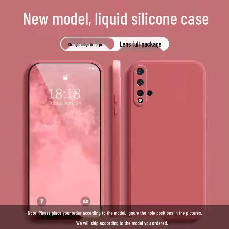 Huawei Nova5 Case: Simple Solid Color Liquid Full Coverage Drop Protection, Straight Edge Soft Design