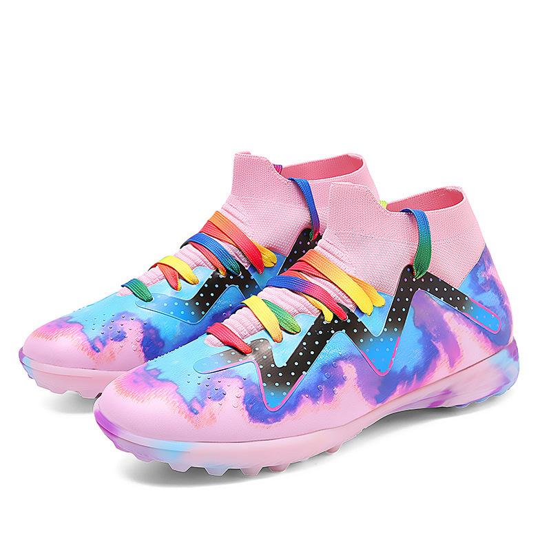 

Nailed high-top artificial turf children s leather foot training shoes adolescent students men s and women s broken football shoes 46