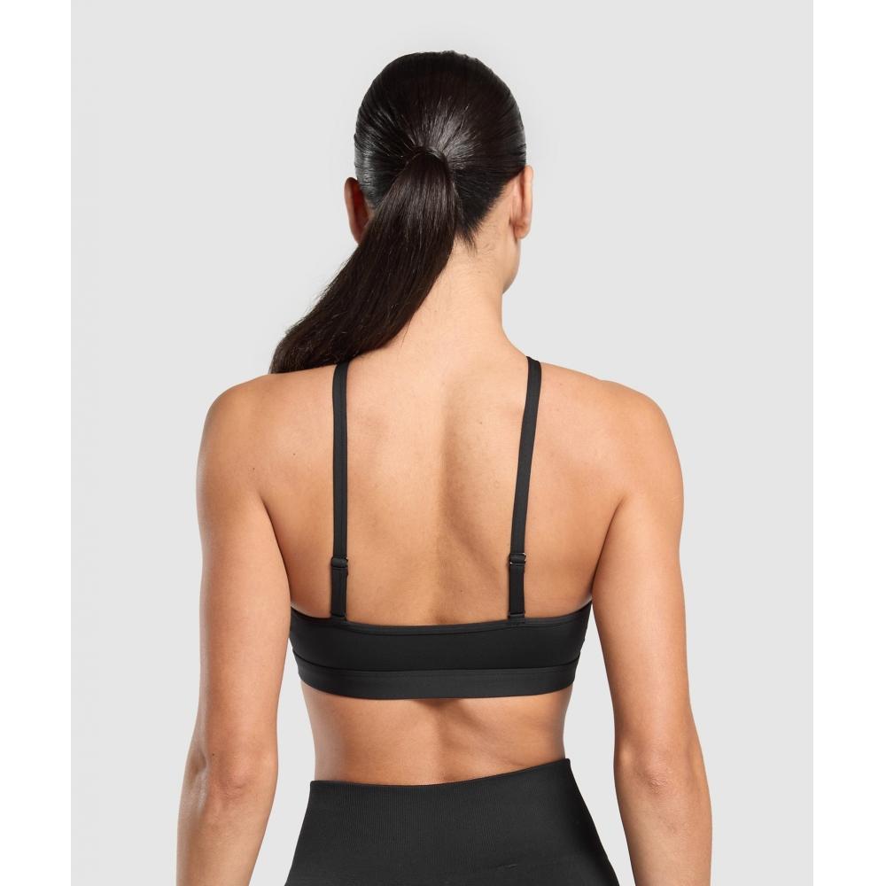 Gymshark Sutien sport cu guler halter, negru, B3c5j, Bb2j