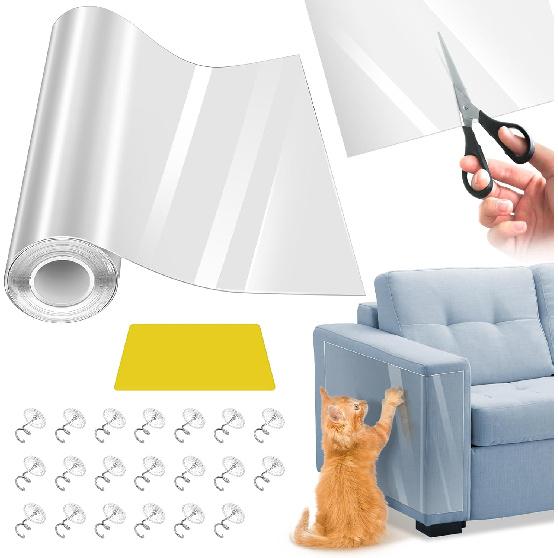 Cat Scratch Furniture Protector - Thicken PVC 196.8 x11.8  Couch from Cat Claws Single-Sided Anti Scratching Tape - Couch Corner- Pet Tape for 118.11 *15.75