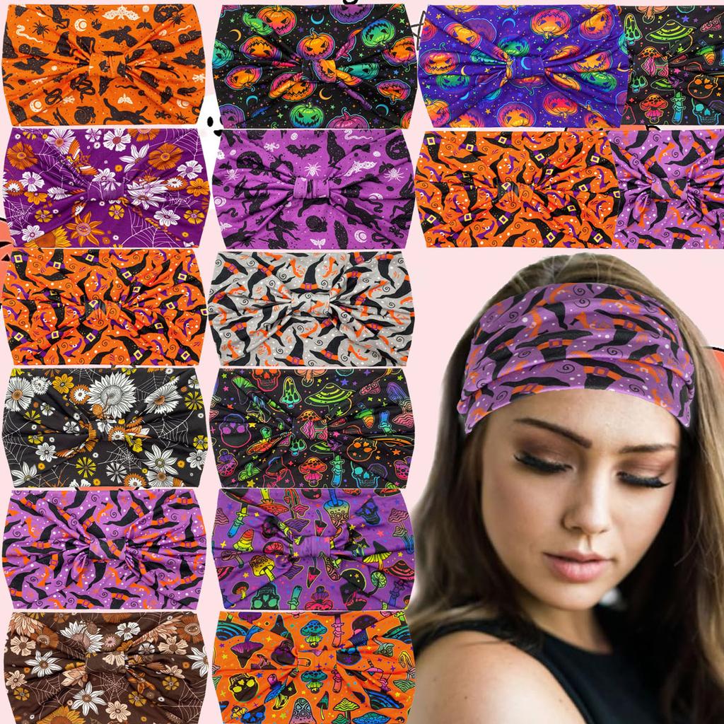 Knot Headband, Color Blocked Pattern Printed Sports Headband, Fashionable Polka Dot Wide Edge Elastic Headband