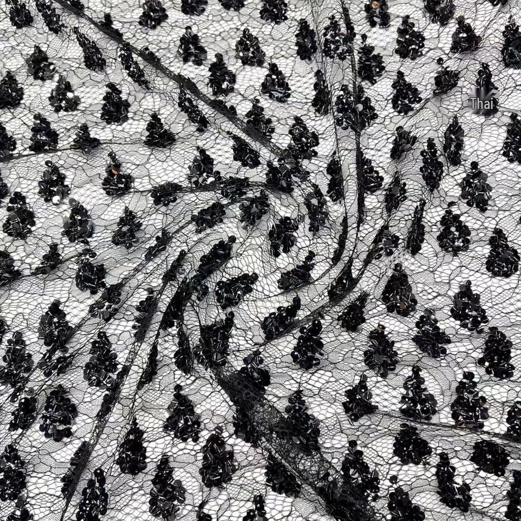 New Fashion Dark Pattern Sequin Embroidery Net Base - Retail & Samples Available