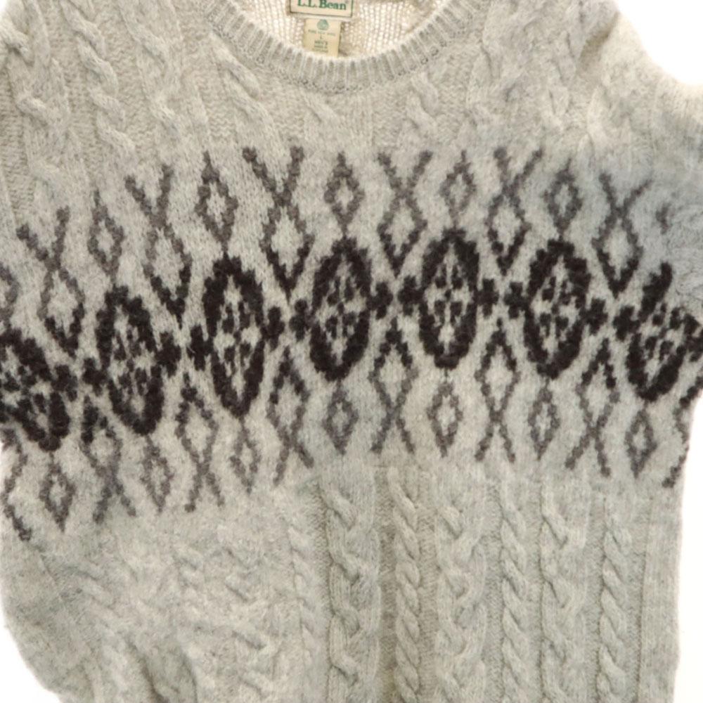 L.L.BEAN 80s Vintage Made In Scotland Long Sleeve Sweater L Gray Knit Men's Used