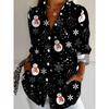 New Plus Size Women's Long Sleeve Printed Shirt, Fashion Casual Button Up Lapel Shirt Women's Shirt