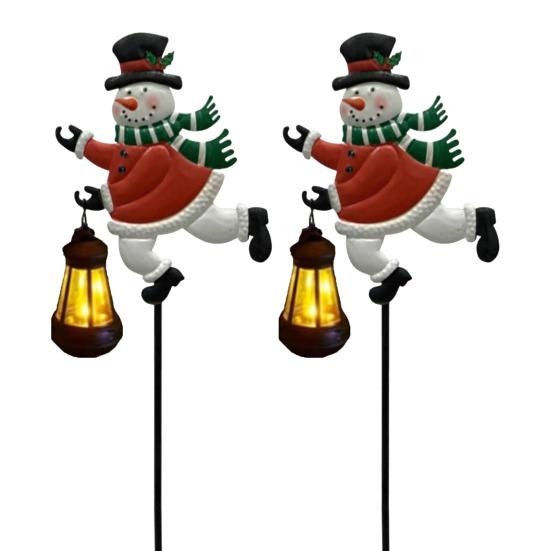 Luz Solar de Jardim de Natal para Exterior à Prova d'Água Boneco de Neve/Papai Noel Paisagem Caminho Estaca Luz para Quintal Gramado Passarela Pátio Decoração