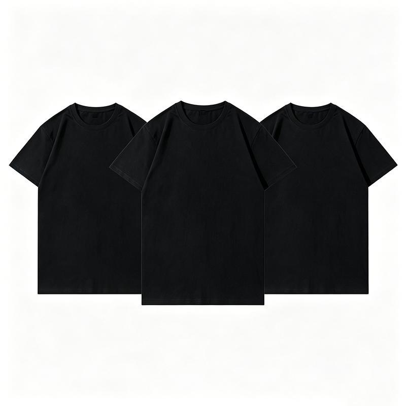 3pcs Cotton Short Sleeves Tees Plus Size Solid Color Summer Men's Loose Sports Running T-shirt Tops