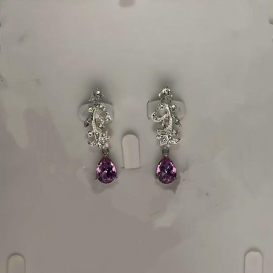 

Vintage purple zircon necklace, high-end exaggerated design sense, exquisite luxury dinner necklace, earring set.