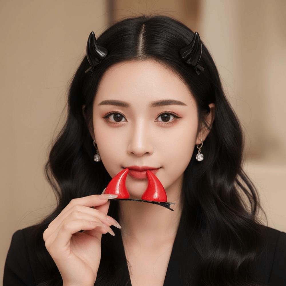 Glossy Devil Horn Hairpins Miniature Ox Horn Hair Clips Demon Horn Barrettes Cosplayers