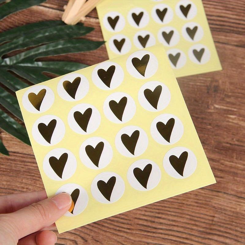 

160pcs 10sheets Round Gold Heart Adhesive Stickers Cute Sealing Label Stickers for Birthday Cards Envelope Gift Decoration