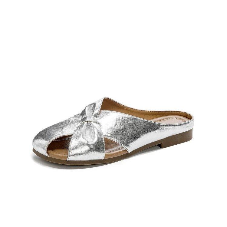 Baotou demi-chaussons nouveaux été cuir léger souple semelle souple tempérament chaussons frais