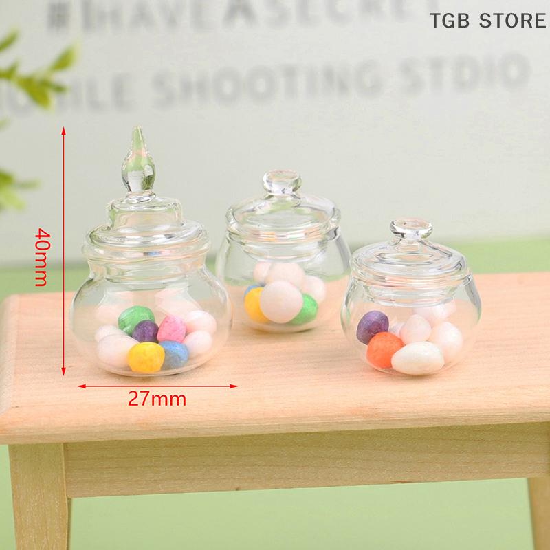 1:12 Mini Glass Jar Candy Bottle Storage Tank Tiny Vial Wishing Bottle Dollhouse Kitchen Home Decor Toy