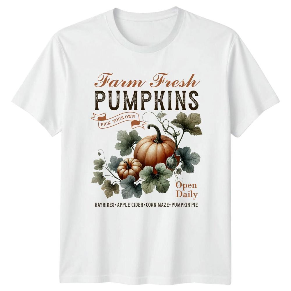 Farm Fresh Pumpkins TShirt Retro Foodie Pick Your Own Open Daily a S
