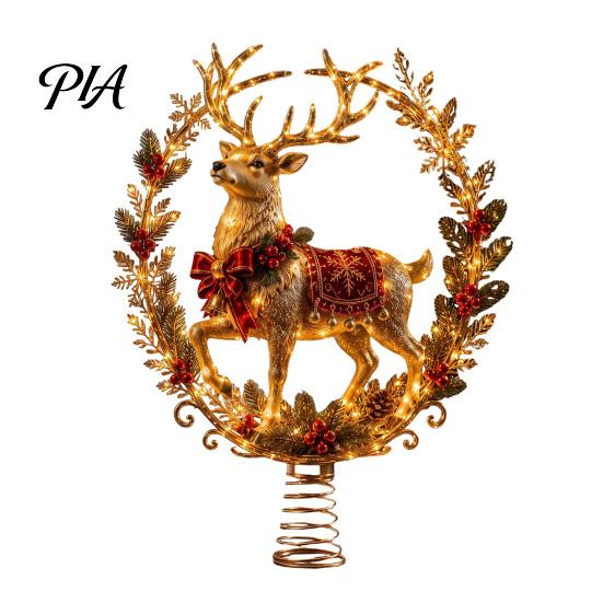 Light Up Holiday Tree Topper Lighted Christmas Topper, Illuminated Santa Claus Gingerbread Nutcracker Treetop Decorative Ornament for Top with Spring