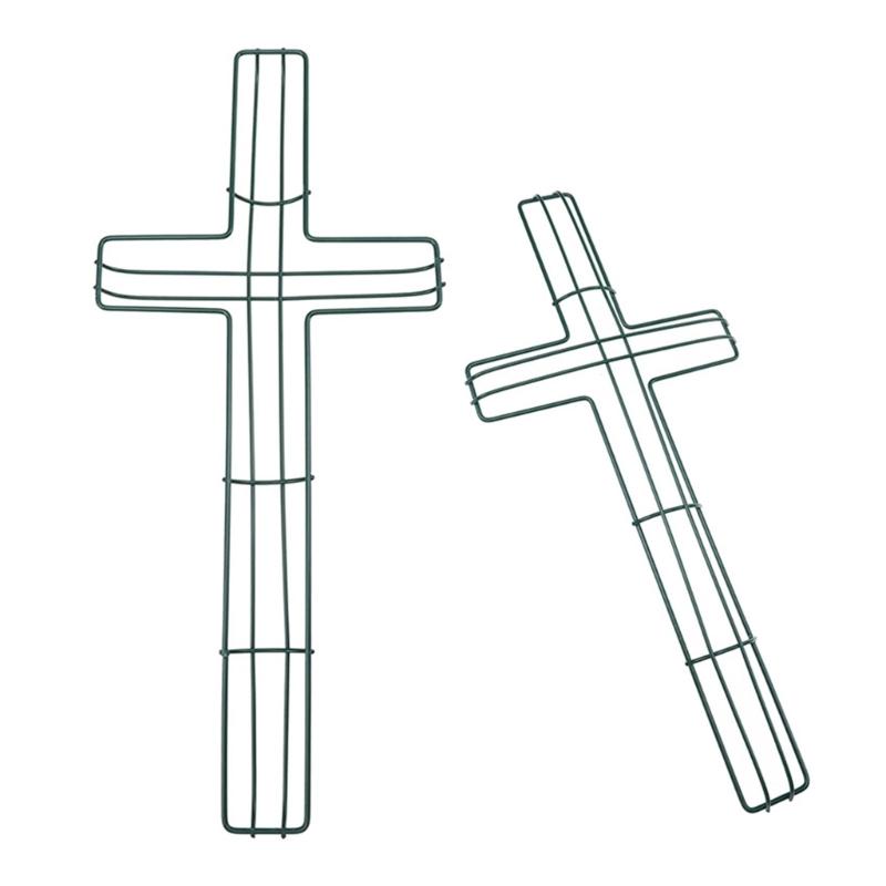 

2Pieces Iron Wire Wreath Base for Seasonal Decors Crossed Shape Flower Wreath Frame for Christmas Easter Front Door Craft 1