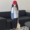 Girls Block Long Sleeve Mock Layer Tee Stylish Spring Autumn Top
