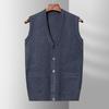 Dad Sweater Vest Men Autumn Warm Sleeveless Vest Middle-aged and Elderly Knitted Cardigan Vest Grandpa Outfit