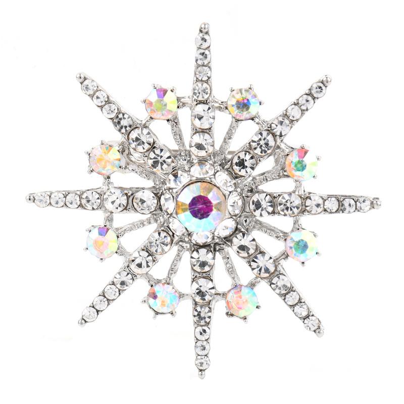 Strass Stern Brosche Funkelnder Kristall Schneeflocke Anstecknadel Für Damen Hut Schal Rucksack Accessoires