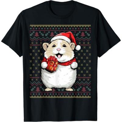 Cute Hamster Lover Santa Hat Xmas Ugly Christmas Hamster T-Shirt GIU1 Mens Womens Tank Top Sweatshirt Hoodie Longsleeve 868 Black
