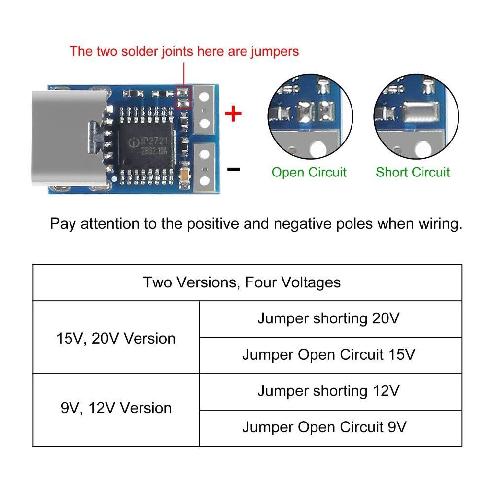 9V/12V/15V/20V Type-C Decoy Module Fast Charging Type-C Power Module USB C Adapter DIY Electronics