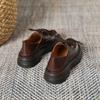 Zapatos pequeños de cuero con cordones de estilo británico retro para mujer, primavera 2025, nuevos, de punta redonda, zapatos individuales, exquisitos mocasines de tacón grueso para niña