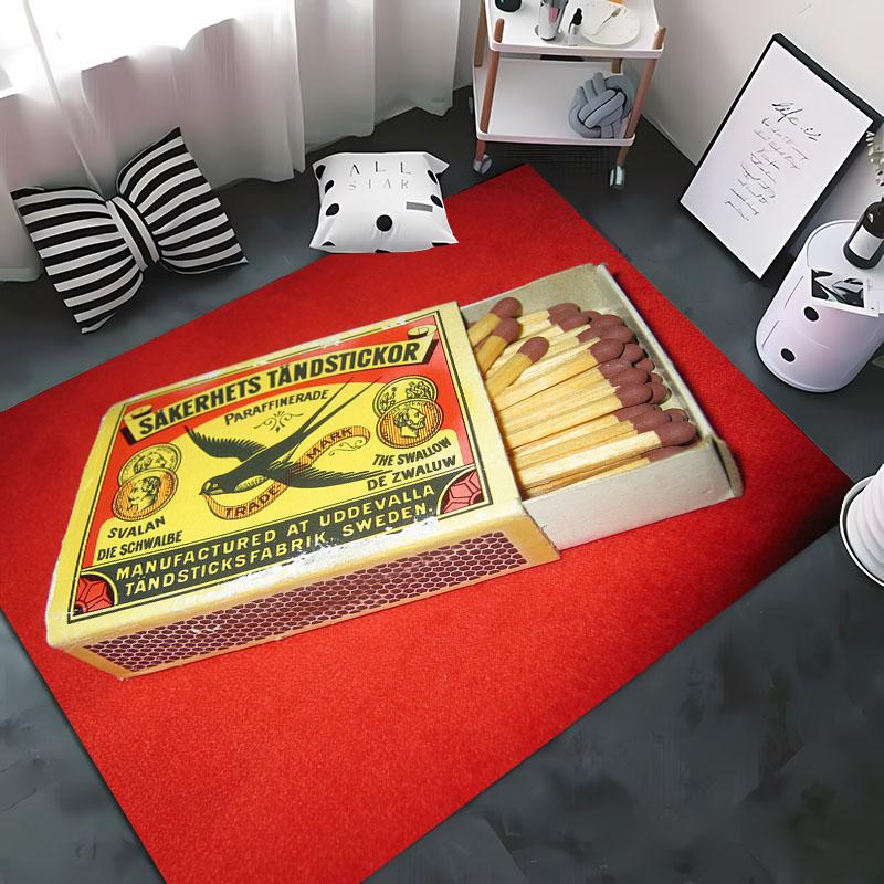 Naughty Matchstick 3D HD Cartoon Area Rug, Rugs Living Room,tapete for Bedroom Sofa Kitchen Doormat Decor,Kids Non-slipFloor Mat