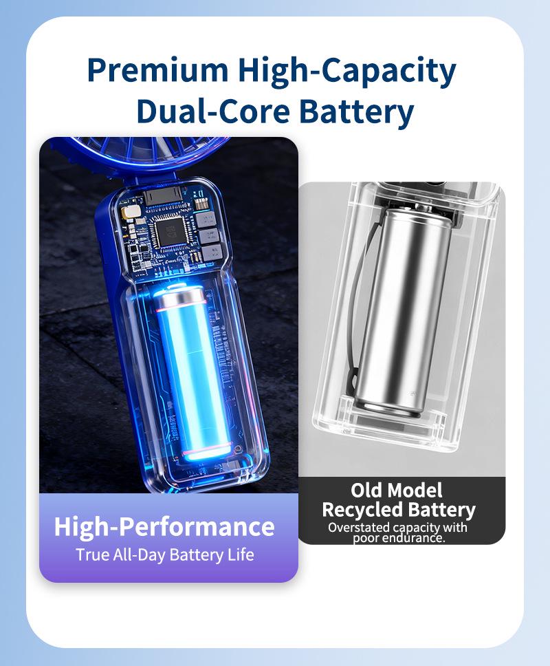 Portable Mini Foldable Desktop Fan: Rechargeable via TYPE-C, Comes with Lanyard, Customizable LOGO