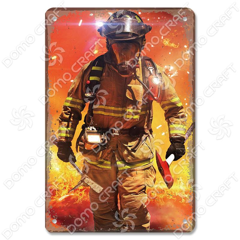 Vintage Fireman Tin Sign Metal Plate Classic Firefighter Movie Metal Poster Wall Decor for Garage Club Hotel Home