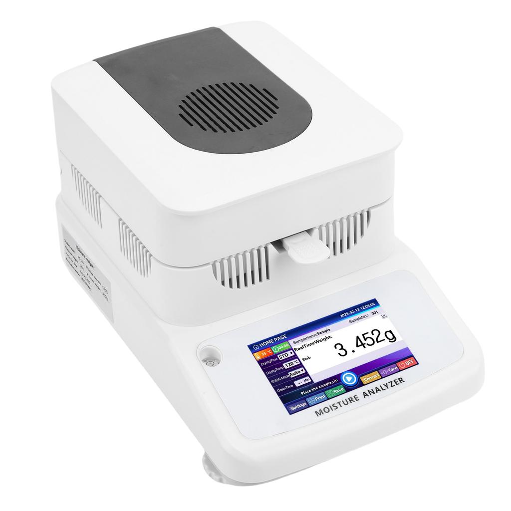 120g Halogen Water Analyzer 0.005g Accuracy 5 Inch Touch Screen Water Content Tester with Halogen Heating RS232