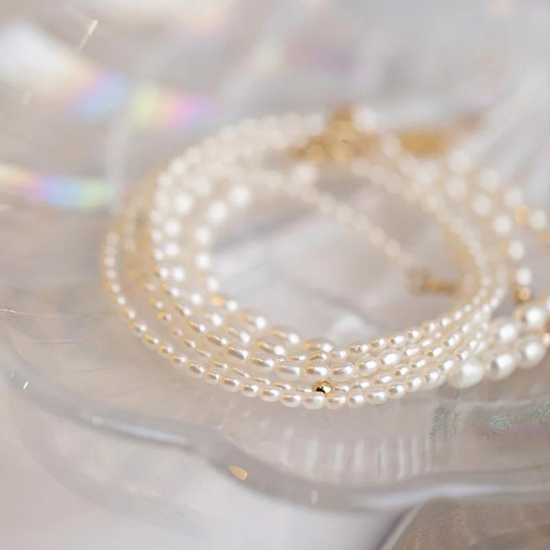 Women's Rice Freshwater Pearl Beaded Bracelet Real Gold Plated Brass Fashion Statement Jewelry