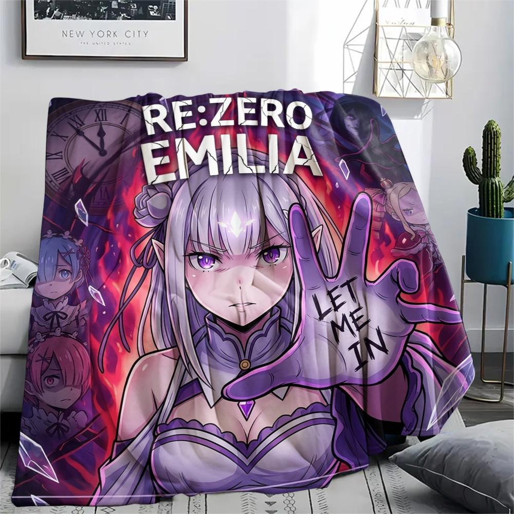 1 Stück Re Zero gemusterte Flanelldecke Geeignet für alle Jahreszeiten Für Heimdekoration Wärme und Komfort Geschenke Feiertagsgeschenk