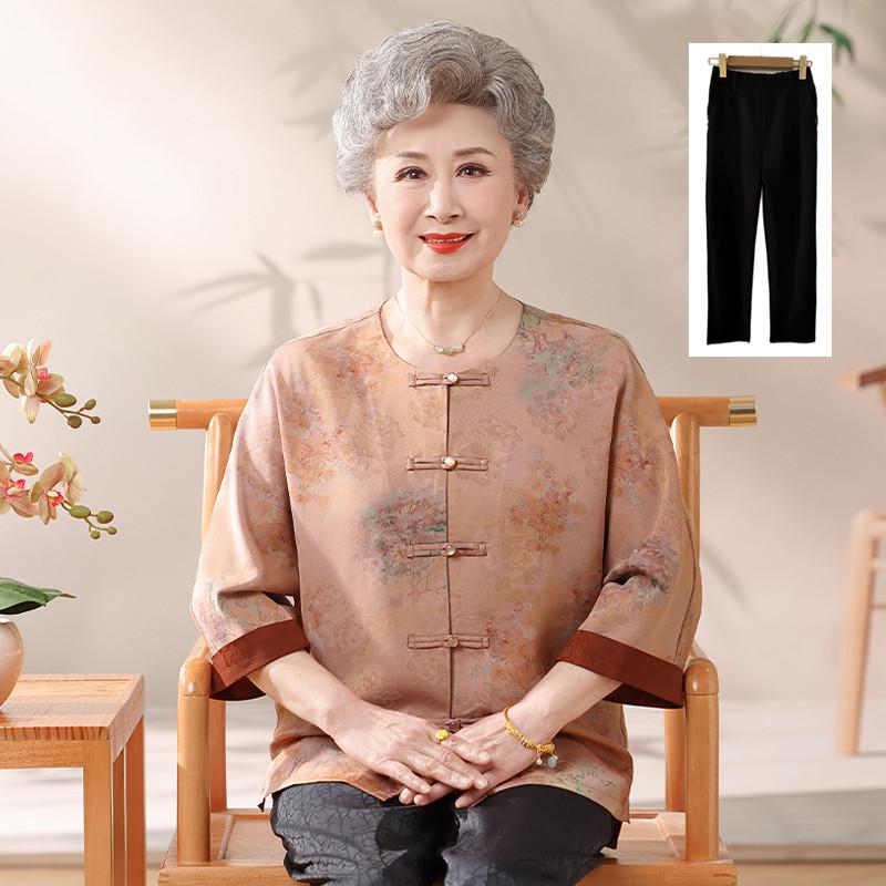 Elegant Summer Tops: Tang Suit Style for Mature Women