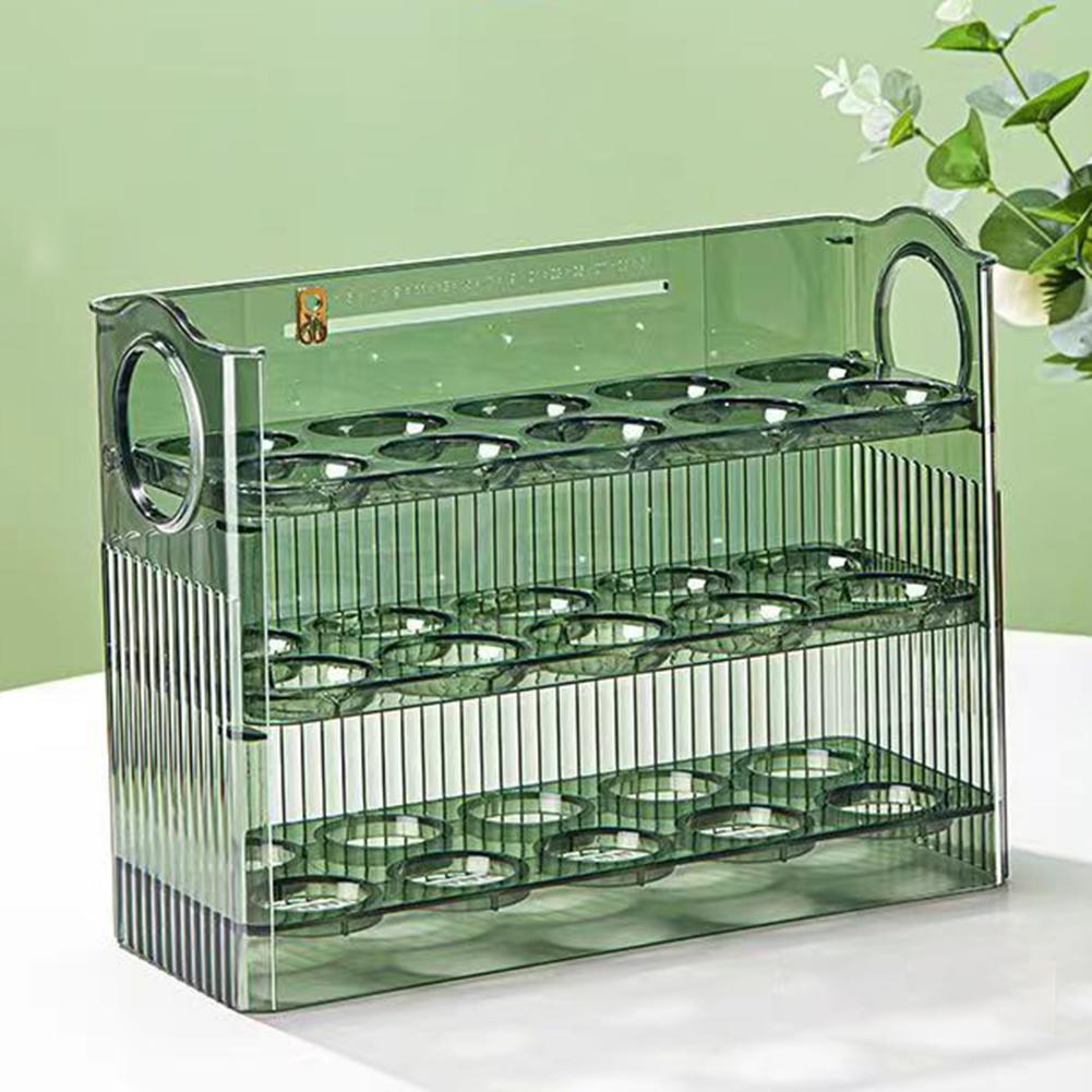 PET Egg Storage Box Automatic Flip Egg Box Refrigerator Side Door Egg Storage Rack Kitchen Egg Tray Storage Organizer