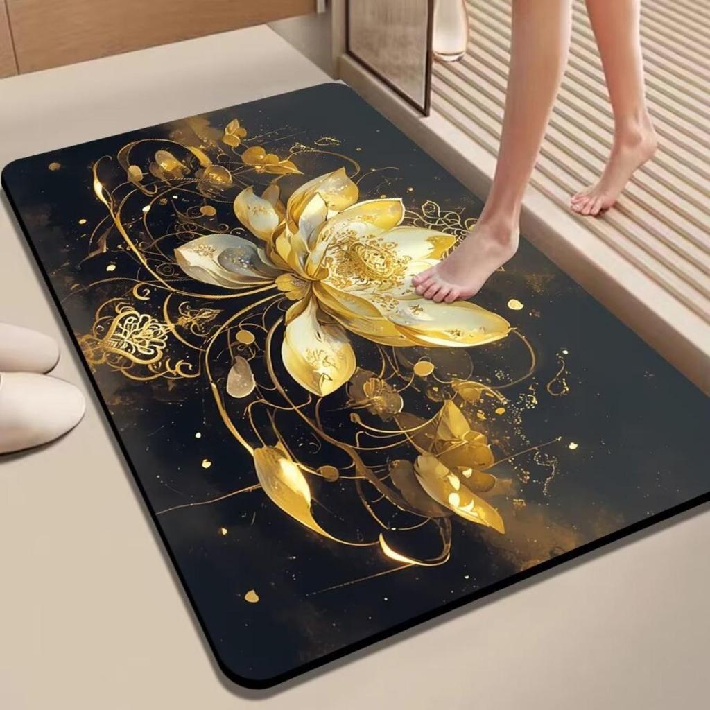 Diatom Printing Bathroom Thickening Mat Bath Non-slip Carpets In Wash Basin Bathtub Side Floor Rug Shower Room Doormat Memory Foam 3D Pad