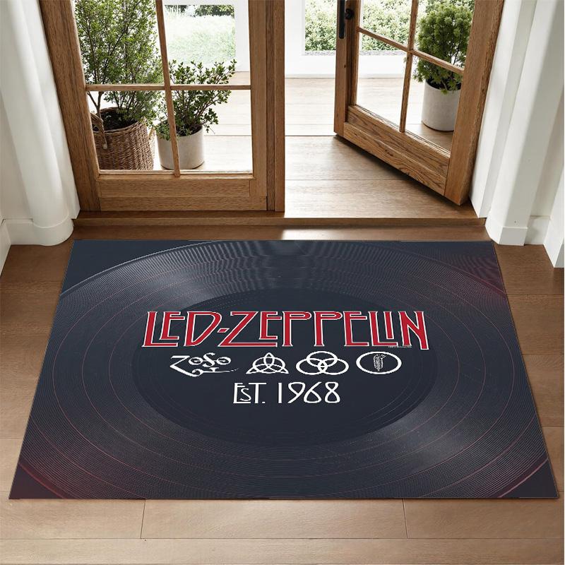 Led Zeppelin Design Crystal Velvet Rug Soft Decorative Mat for Bedroom Entrance