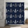 Christmas Tree Shower Curtain Festive Decor for Bathroom, Navy Blue with Snowflakes Lights Waterproof Fabric Set of 1 (27 x 84)