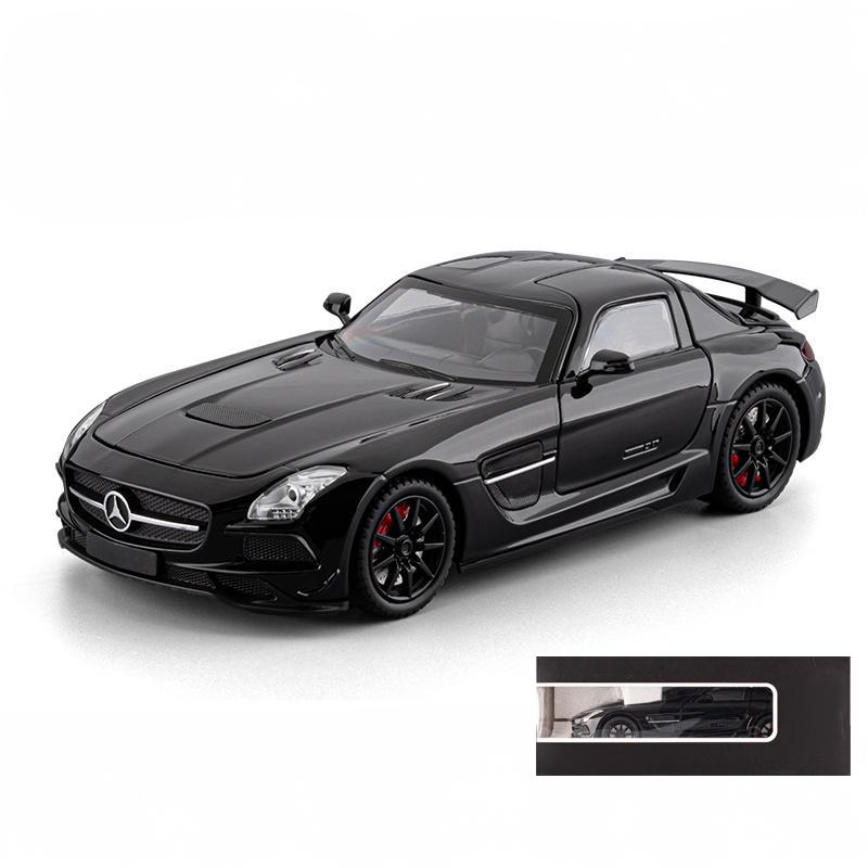 1/24 Benz SLS Amg Super Sports Car Alloy Diecast Model Metal Car Sound & Light Pull Back Collection Hobby Decorations Birthday