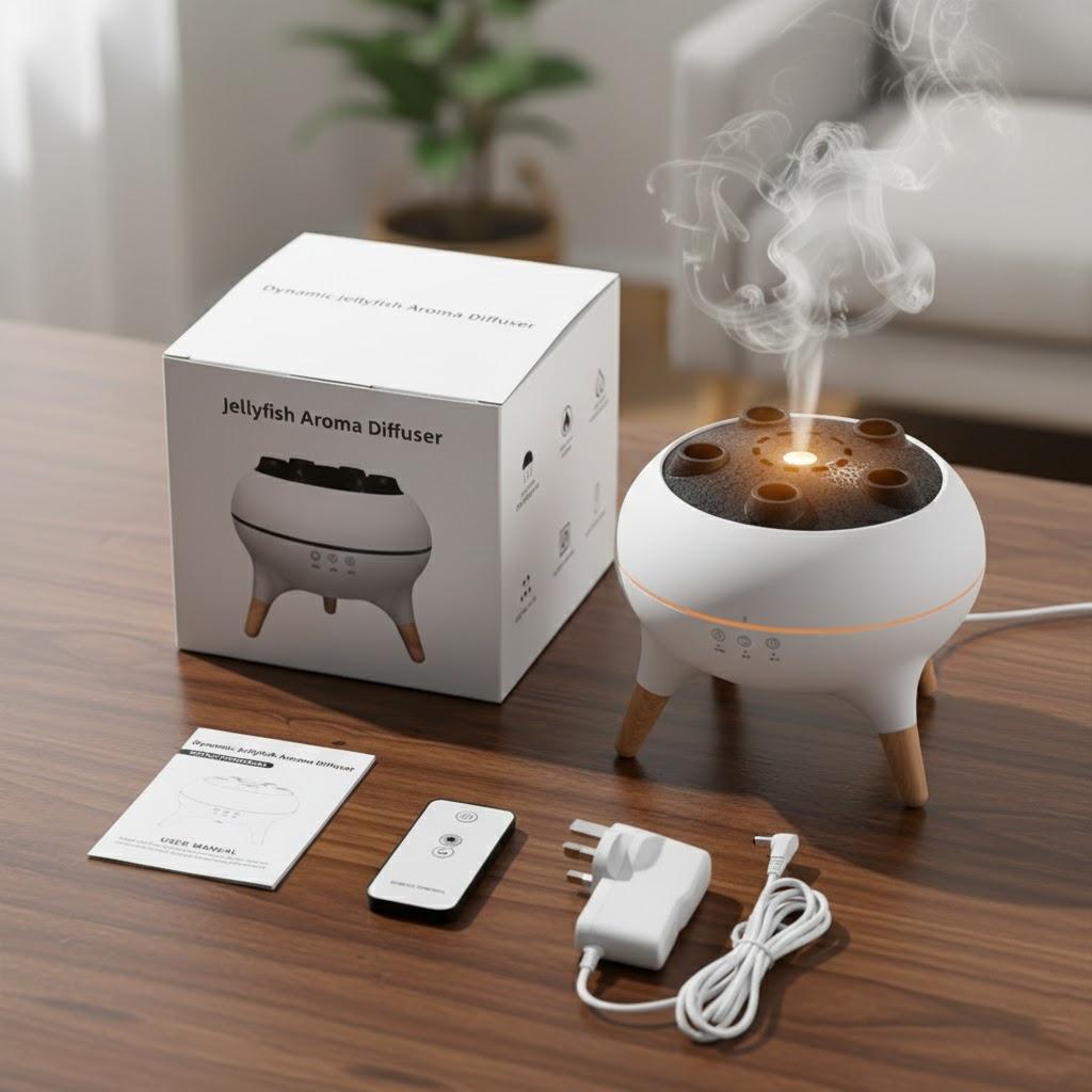 

Dynamic Jellyfish Humidifier Quiet Aromatherapy Diffuser 7 Color Lights Automatic Shutoff for Bedroom