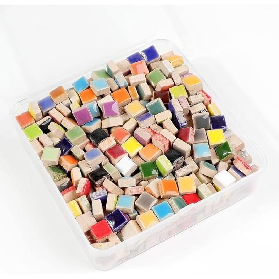 454g Petal Ceramic Mosaic Tiles for Crafts Art, Water Drop Flower Tiles Irregular Ceramic Tiles Bulk, 0.4 Inch Square Glazed Porcelain for DIY Mosaic