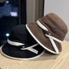 New Spring and Autumn Hats for Women with Color Matching Straps Simple Letters and Small Markings Fisherman Hats Versatile Showing A Small Face
