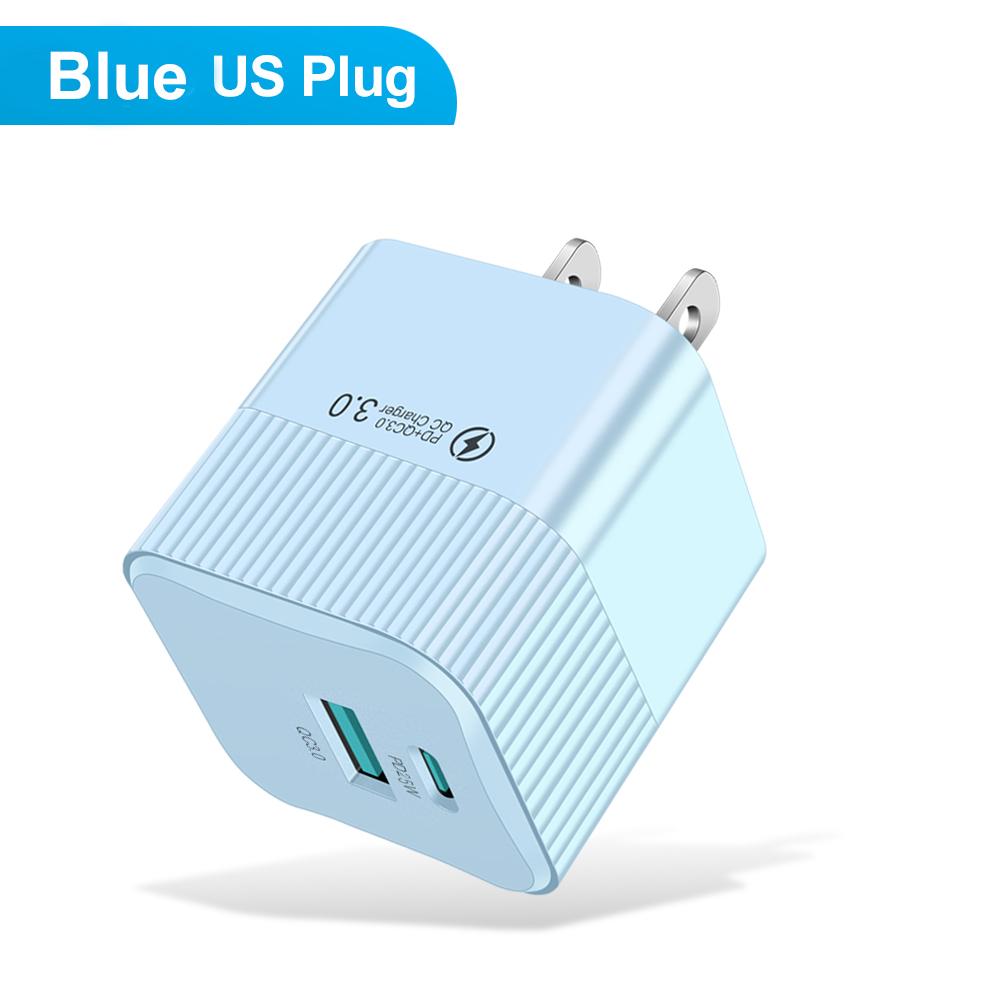 2 Ports PD 25W USB C Fast Charger KR EU US Mini Travel Plug Phone Fast Charging Adapter for iPhone 15 Pro Max Oneplus