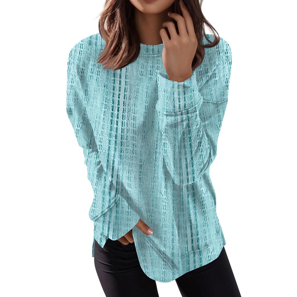 Women's Round Neck Tops Cotton Women's Casual Fashion Print  Long Sleeve O-Neck Pullover Top Blouse