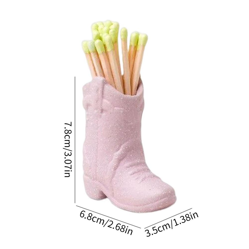 Ceramic Match Holder With Striker Boho Style Cowboy Boot Match Holder Match Stand Decoration For Fireplace Kitchen Decor