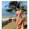Damen Sommer Strand Urlaub Bedrucktes Chiffon Rückenfreies Neckholderkleid