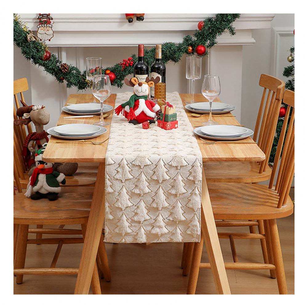 Dining Table Runner Polyester Table Runner Festive Christmas Table Runner with Soft Plush Jacquard Design Elegant for Dining 50*50cm