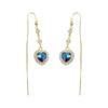 1Pair Exquisite Blue Heart Shape Zircon Earrings for Women Luxury Long Tassel Ear Line Dangle Earring Wedding Party Jewelry for Women