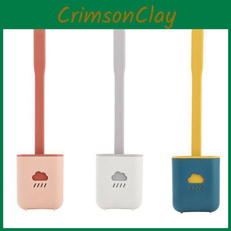 Household Cleaning Supplies Including Flexible Toilet Brush Set With Secure Base Holder