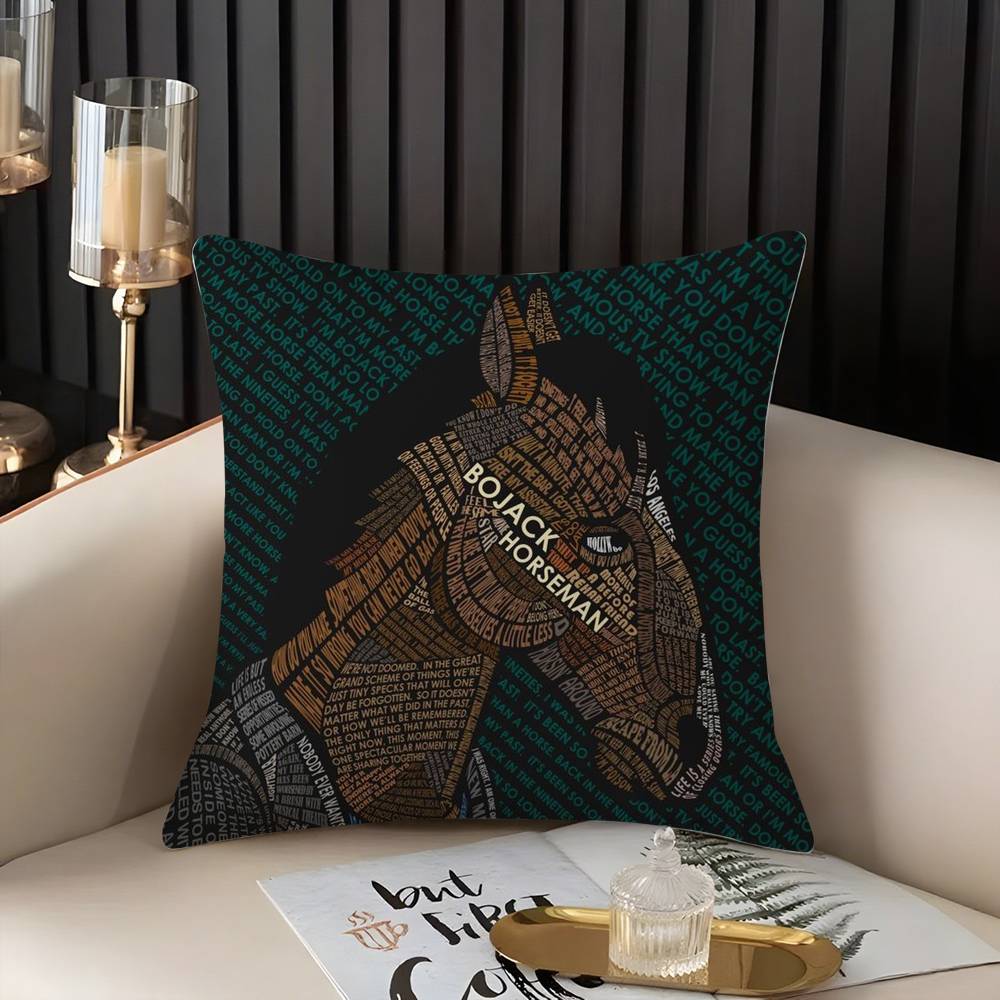 B-Bojack Horseman Pillow Case Home Dorm Chair Back Short Plush Double-Sided Printing Office Nap Time Cushion Cover