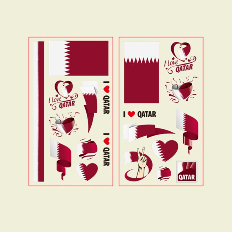 Neu! 10 Stück Katar WM Flagge Tattoo Aufkleber Premium Wasserdicht Temporärer Aufkleber für Fußballparty